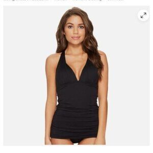 Ralph Lauren Black Plunge One Piece Halter Swimsuit  Dress Women's size 16W plus